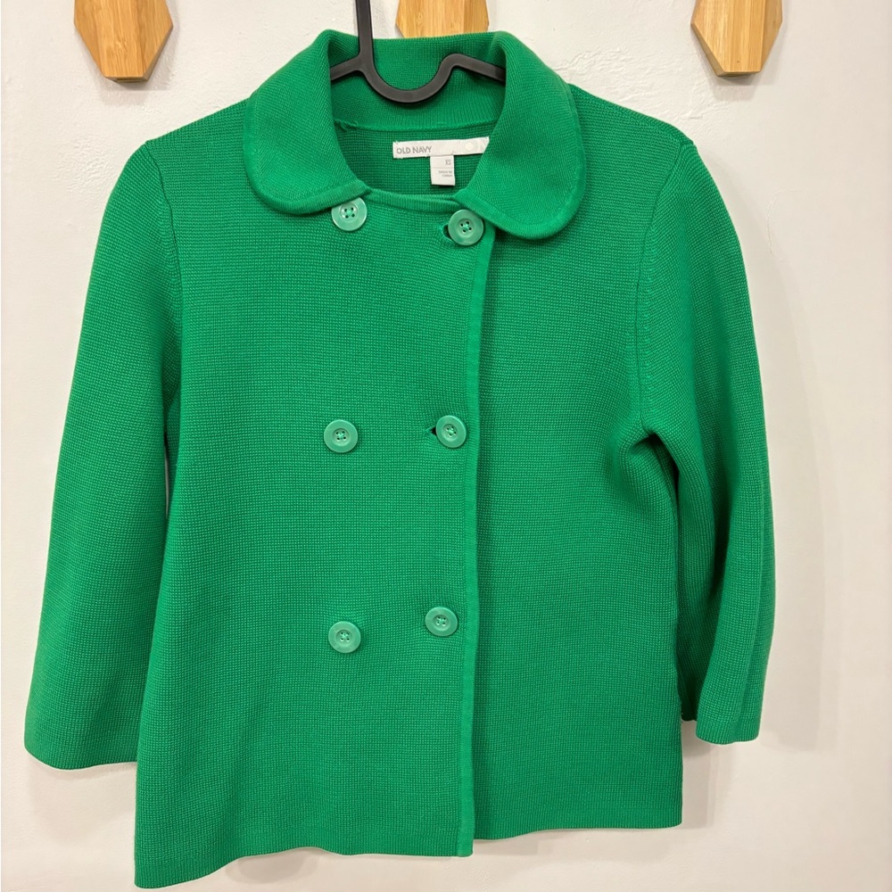 Old Navy Kelly Green knit Pea coat size XS, 100% cotton